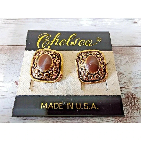 NWT Vintage 1980s Regal Enamel Rectangular Earrings - Picture 3 of 4